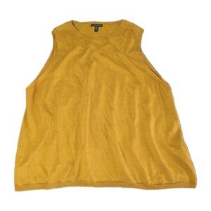 Eileen Fisher Woman sleeveless shell top 2X mustard yellow Organic‎ Linen Blend
